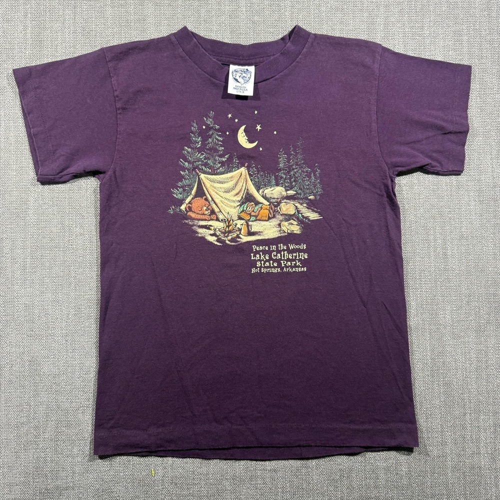 Vintage Eagle Products Shirt Youth Large 14-16 Purple Camping Lake Catherine Tee